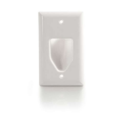 Recessed Low Voltage Cable Pass Through Single Gang Wall Plate White