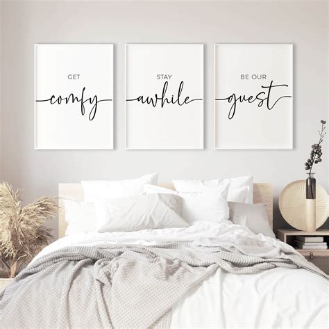 Get Comfy Stay Awhile Be Our Guest Guest Bedroom Wall Decor Etsy