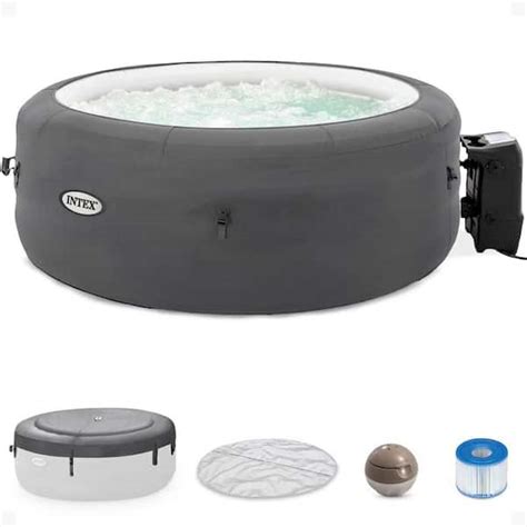 Intex Person Jet Inflatable Hot Tub With Insulated Cover And Carry Bag E The Home Depot