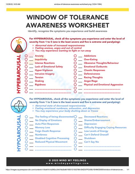 Window Of Tolerance Worksheet Zone