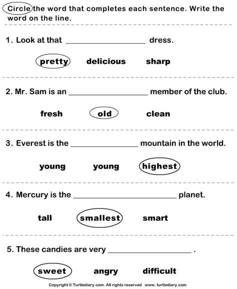 Adjective Worksheets Grade 2