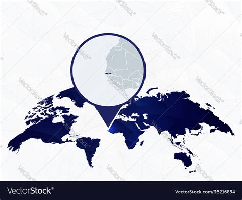 Gambia Detailed Map Highlighted On Blue Rounded Vector Image