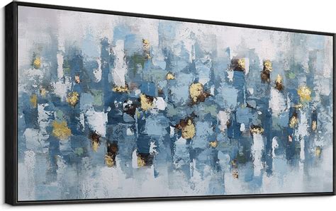 Amazon Klakla Light Blue Abstract Wall Art For Living Room