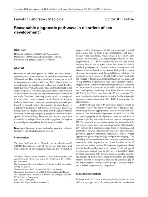 Pdf Reasonable Diagnostic Pathways In Disorders Of Sex Development