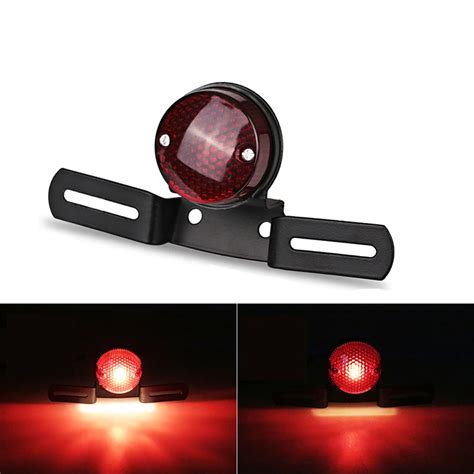 Red Smoke Motorcycle Stop Rear Tail Light For Harley Bobber Taillight Number Plate Lamp Led