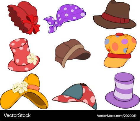 Set Of Hats Cartoons Royalty Free Vector Image