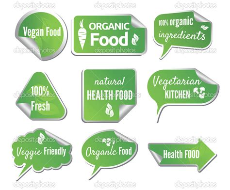 Healthy Food stickers set Stock Vector Image by ©branchecarica #26504993