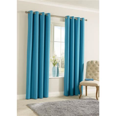 Essentials Smooth Tape Top Curtains Turquoise - P_DS827 - Mitre Linen