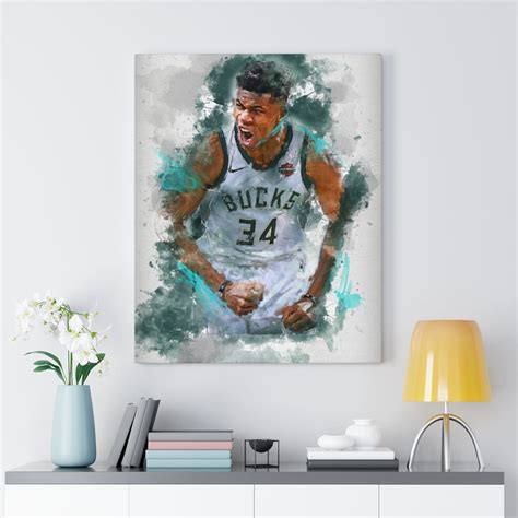 Giannis Antetokounmpo Canvas Sports Nba Wall Art Canvas Home Etsy