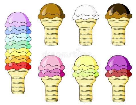 Gelado Colorido Em Um Cone Do Waffle Ilustração do Vetor Ilustração