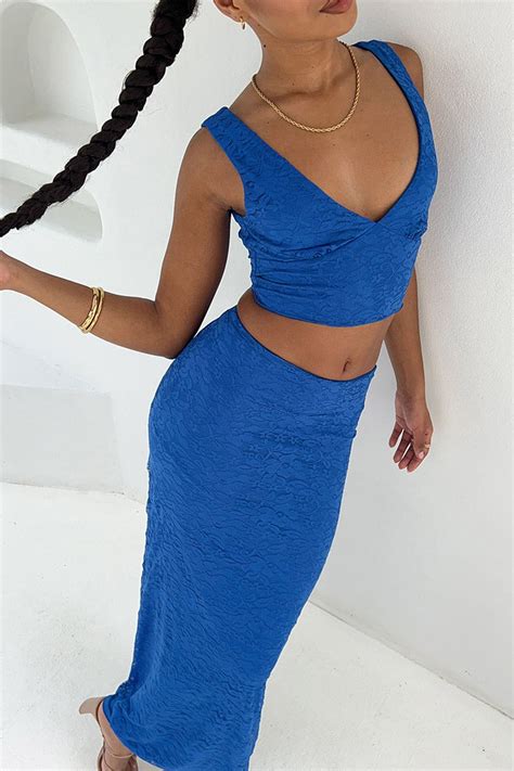 Mimosa Blue Lace Maxi Skirt Shopperboard