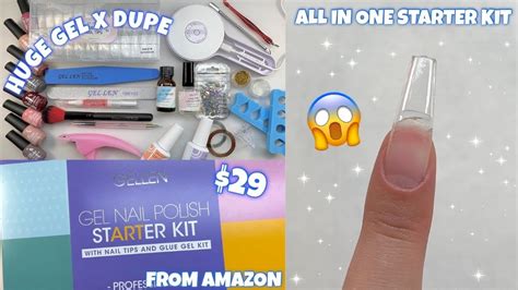 Trying A Huge Gel X Dupe From Amazon All In One Nail Starter Kit