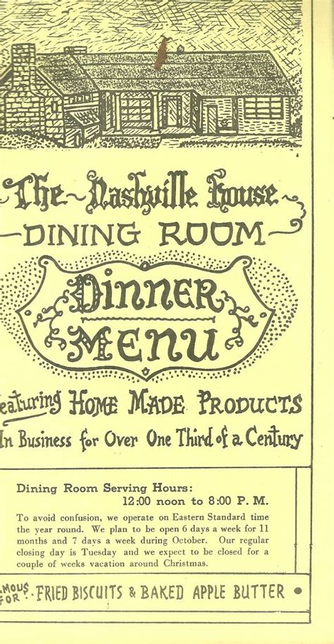 Nashville House Menu | Wabash, How to plan, Indiana