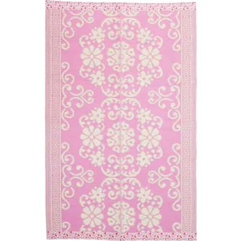 Rice Recycled Plastic Floor Mat Pink Striped Design