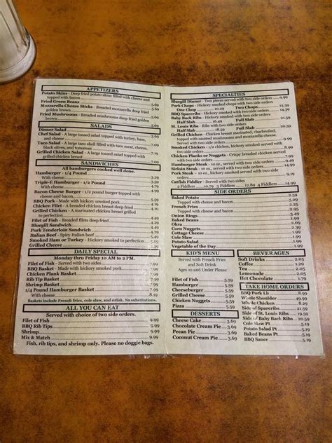 Menu At Triple E Barbque Ullin