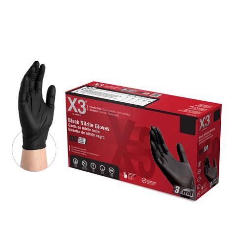 Buy X3 Black Nitrile Disposable Industrial Grade Gloves 3 Mil Latex