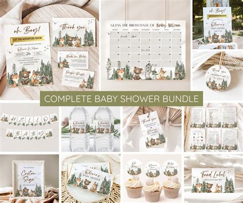 Let The Adventure Begin Baby Shower Invitation Bundle Adventure Awaits