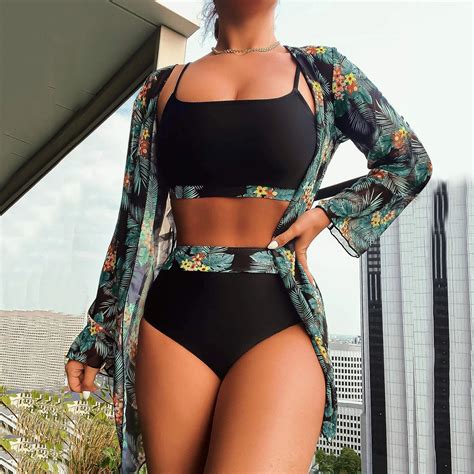 IDALL Swimsuit Coverup Swim Suits High Waist Bikinis Sexy Piece Bikini Set Cover Up Swimsuit