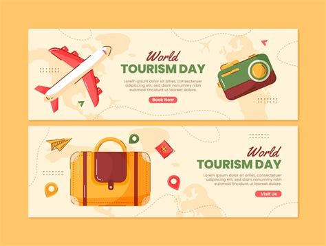 Free Vector Flat Horizontal Banner Template For World Tourism Day