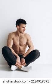 578 Naked Man Sitting On Floor Gambar Foto Stok Vektor Shutterstock