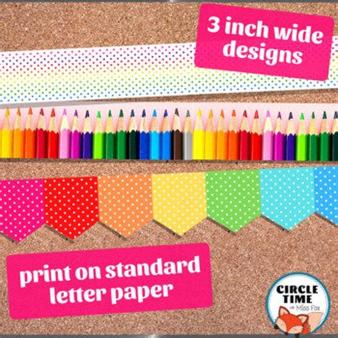 Printable Bulletin Board Borders Rainbow Classroom Decor Etsy