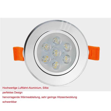 Hengda® LED Einbaustrahler Highpower Schwenkbar Kaltweiß 7W 6er Pack ...
