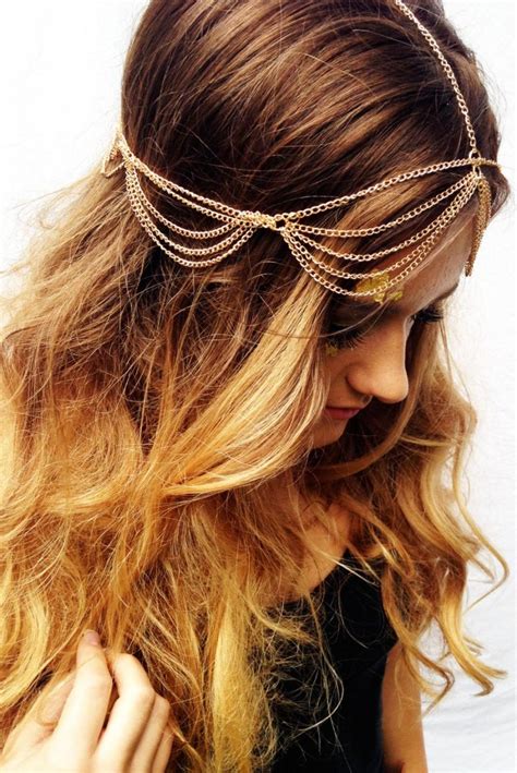 Gold Hair Chain Boho Headpiece Head Chain Headpiece Bridal Headpiece