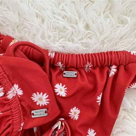 CUTEST Red Flower Bikini Depop