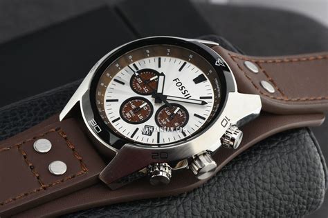 Fossil Ch2565 Coachman Chronograph Silver Dial Brown Leather Strap