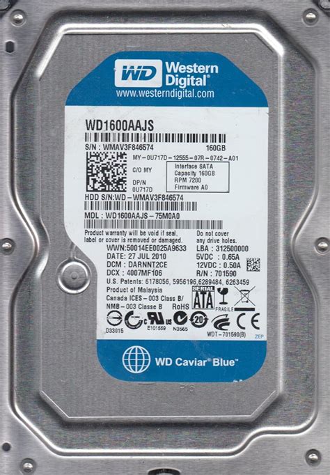 Amazon WD1600AAJS 75M0A0 DCM DARNNT2CE Western Digital 160GB