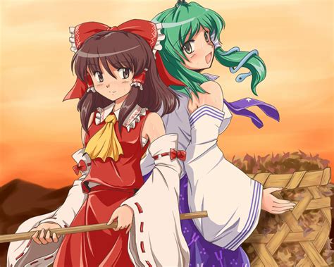 Hakurei Reimu And Kochiya Sanae Touhou Drawn By Flx Danbooru