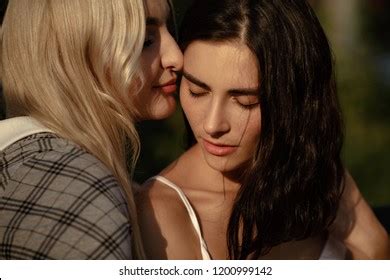 Blonde Brunette Lesbians Embracing Each Other Stock Photo 1200999142 Shutterstock