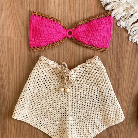 Conjunto Em Crochê Short E Cropped Elo7 Produtos Especiais