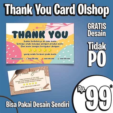 Jual Thank You Card Custom Thank You Card Olshop Thank You Card