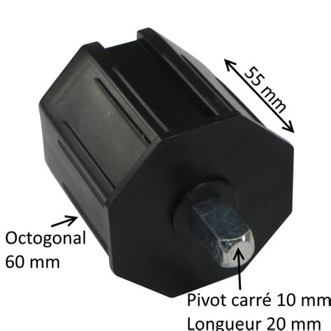 Embout octogonal 60 mm et pivot carré 10 mm Euromatik