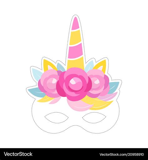 Unicorn Mask Printable For Coloring Paper Craft By Happy Paper Time