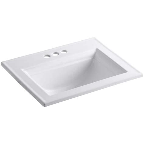 Kohler Memoirs Stately Drop In Vitreous China Bathroom Sink In White With Overflow Drain K 2337