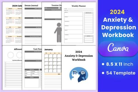 2024 Anxiety And Depression Workbook Canva Graphic By Munjixpro