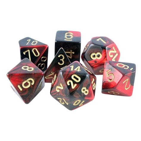 Chessex Chx 26433 Gemini Black Red Gold 7 Die Set Gameology Product