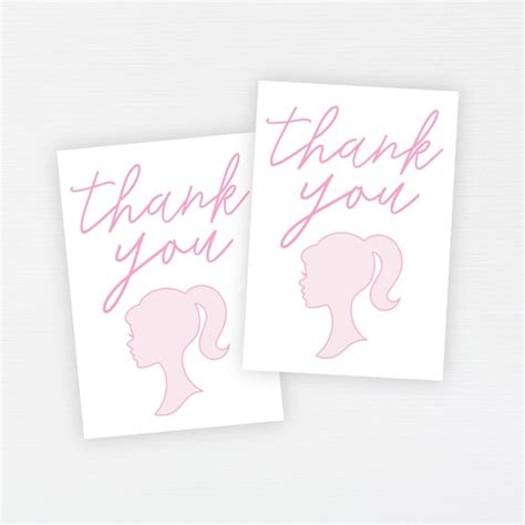 Barbie Thank You Tags Gold Pink Barbie T Tags Printable Etsy