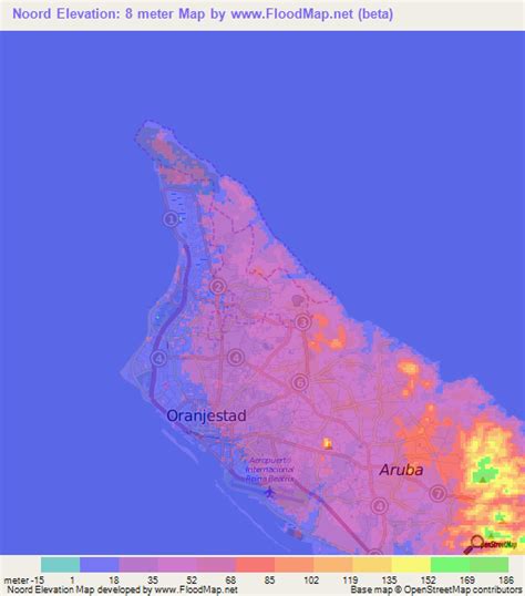 Elevation of Noord,Aruba Elevation Map, Topography, Contour