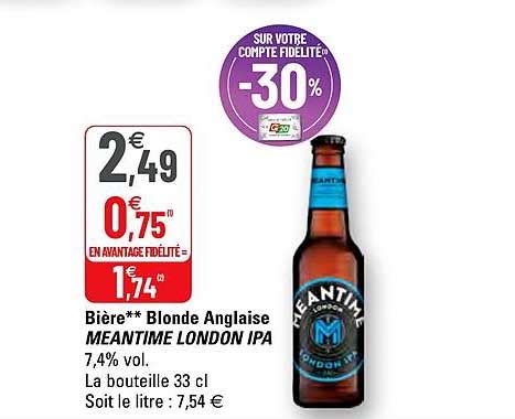 Promo Bi Re Blonde Anglaise Meantime London Ipa Chez G Icatalogue Fr