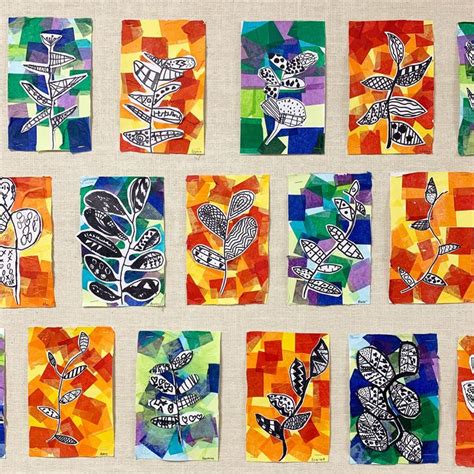 Zentangle Pattern Leaves Art Project Mme Marissa Elementary Art