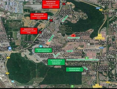pkpb  sgor polis pj tutup  jalan  kota damansara  sekatan