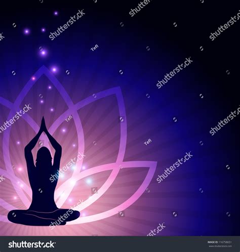 Beautiful Lotus Flower Woman Yoga Pose Stock Illustration 116758651