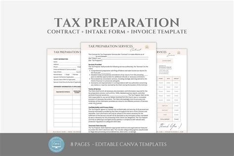 Editable Tax Preparation Contract Template Freelance Tax Preparer