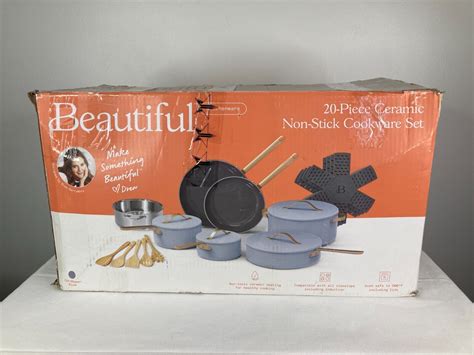 Beautiful Pc Ceramic Non Stick Cookware Set Cornflower Blue By Drew