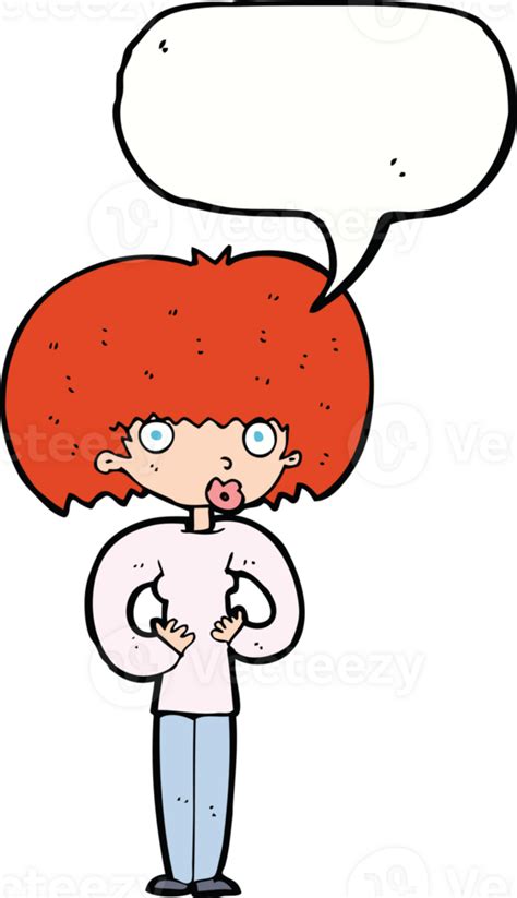 Cartoon Surprised Woman With Speech Bubble 44925484 Png