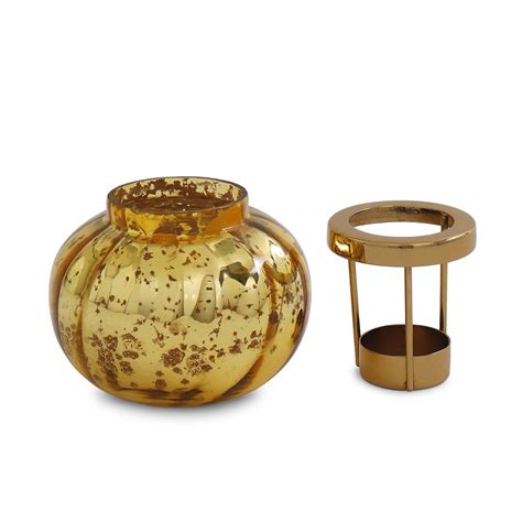 Gold Optic Glass Tea Light Holder Pure Home And Living