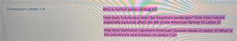 Solved Crevecoeur's Letters 1-4 Who Is Farmer James writing | Chegg.com